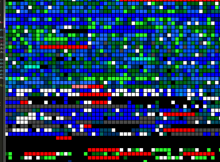 2D array of colored cubes